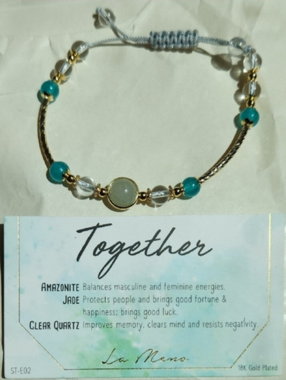 La Meno Together Energy Stone Bracelet Amazonite Jade Clear Quartz